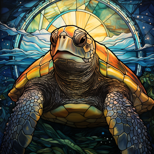 (s150-01-1H)  Stained Glass Turtle