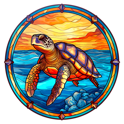 (s150-01-1I)  Stained Glass Turtle
