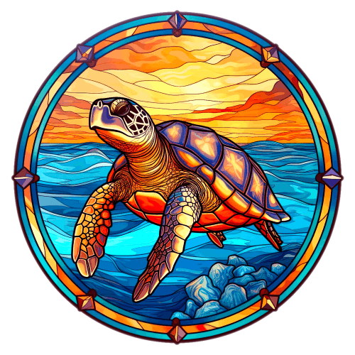 (s150-01-1I)  Stained Glass Turtle