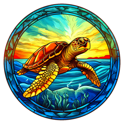 (s150-01-1J)  Stained Glass Turtle