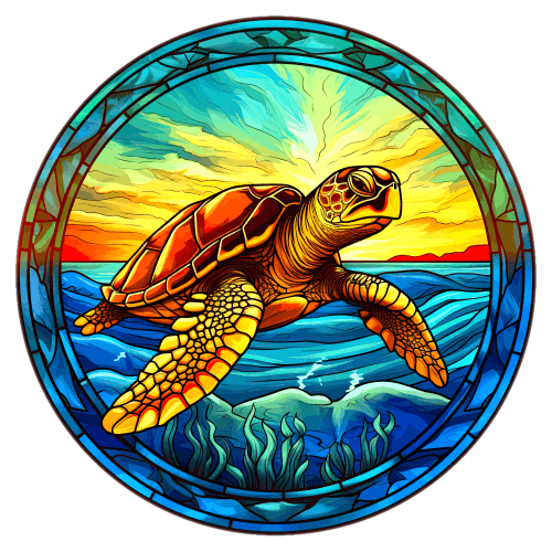 (s150-01-1J)  Stained Glass Turtle
