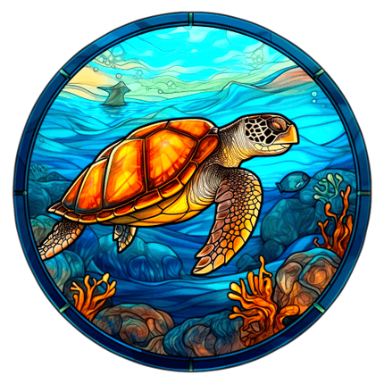 (s150-01-1K)  Stained Glass Turtle