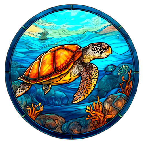 (s150-01-1K)  Stained Glass Turtle
