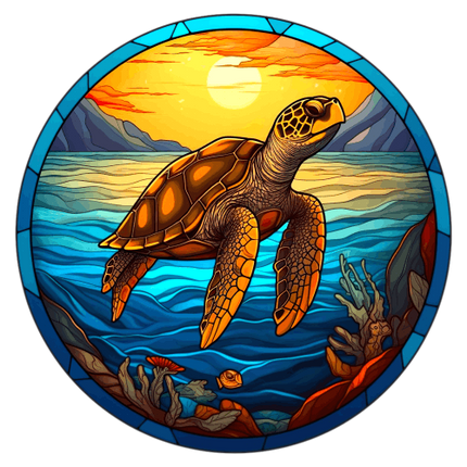 (s150-01-1L)  Stained Glass Turtle
