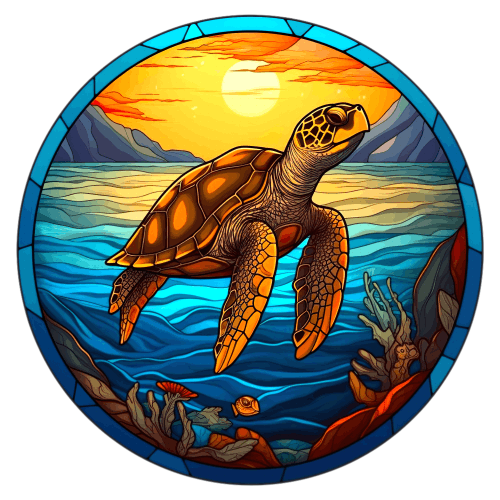 (s150-01-1L)  Stained Glass Turtle