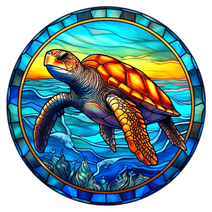 (s150-01-1M)  Stained Glass Turtle