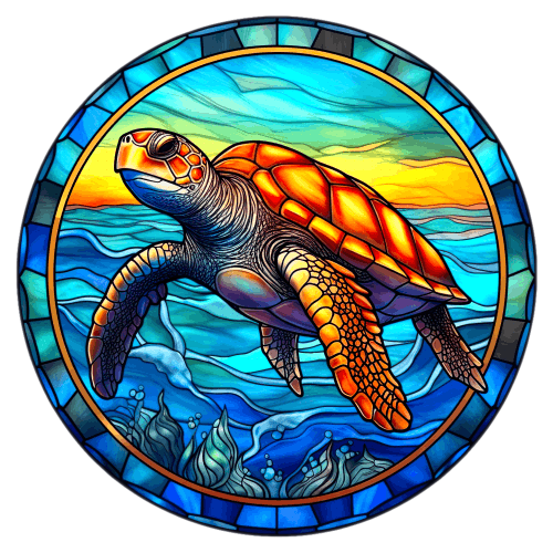 (s150-01-1M)  Stained Glass Turtle