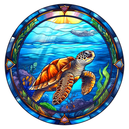 (s150-01-1N)  Stained Glass Turtle