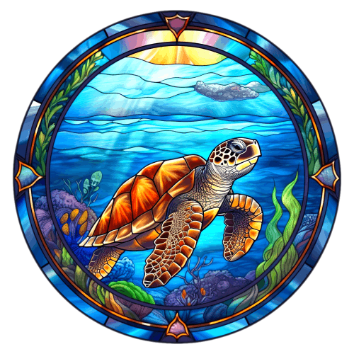 (s150-01-1N)  Stained Glass Turtle