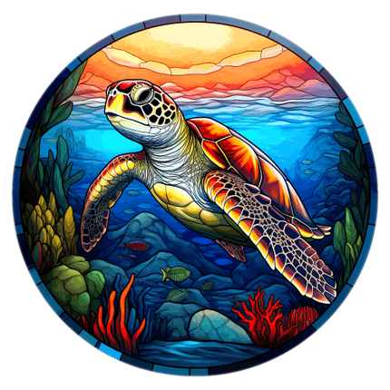 (s150-01-1O)  Stained Glass Turtle