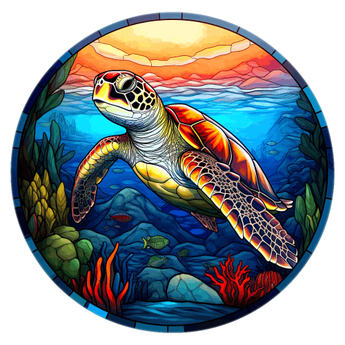 (s150-01-1O)  Stained Glass Turtle
