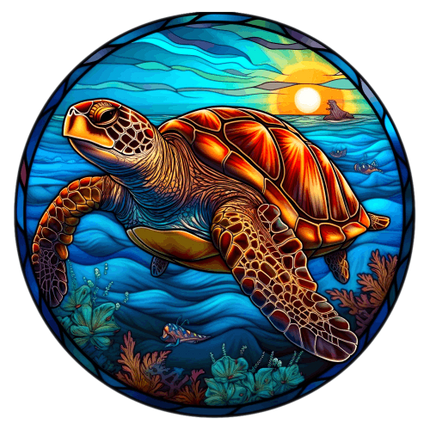 (s150-01-1Q)  Stained Glass Turtle