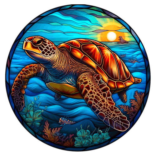 (s150-01-1Q)  Stained Glass Turtle