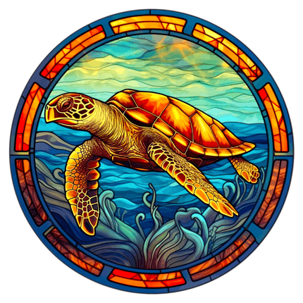 (s150-01-1R)  Stained Glass Turtle
