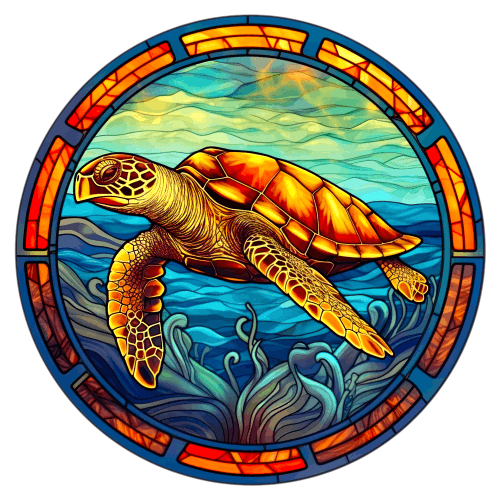 (s150-01-1R)  Stained Glass Turtle