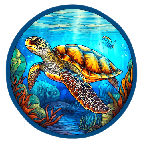 (s150-01-1S)  Stained Glass Turtle