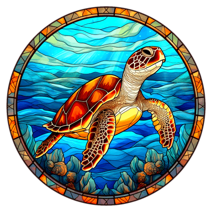 (s150-01-1T)  Stained Glass Turtle