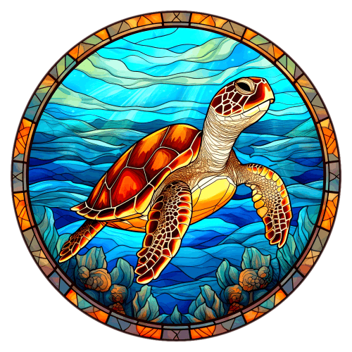 (s150-01-1T)  Stained Glass Turtle