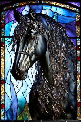 (s150-10-1A) Horse Stained-Glass