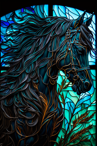 (s150-10-1C) Horse Stained-Glass
