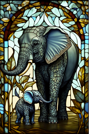 (s150-11-1B)  Stained Glass Elephant