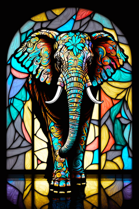 (s150-11-1E)  Stained Glass Elephant