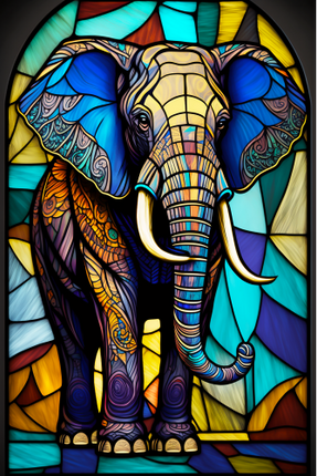 (s150-11-1F)  Stained Glass Elephant