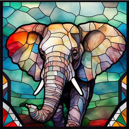 (s150-11-1I)  Stained Glass Elephant