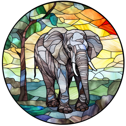 (s150-11-1K)  Stained Glass Elephant