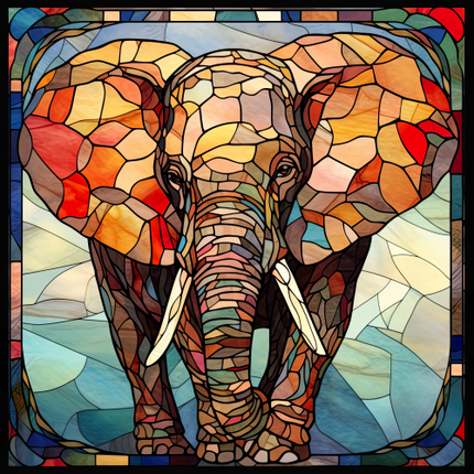 (s150-11-1N)  Stained Glass Elephant