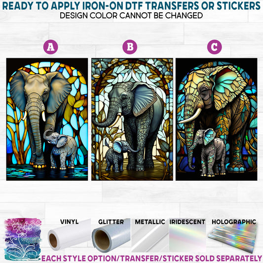 (s150-11) Stained-Glass Elephans Style Options