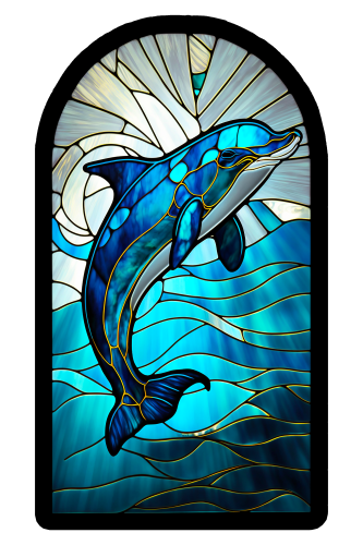 (s150-13-1C)  Stained Glass Dolphin