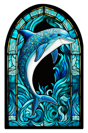(s150-13-1D)  Stained Glass Dolphin