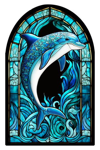 (s150-13-1D)  Stained Glass Dolphin