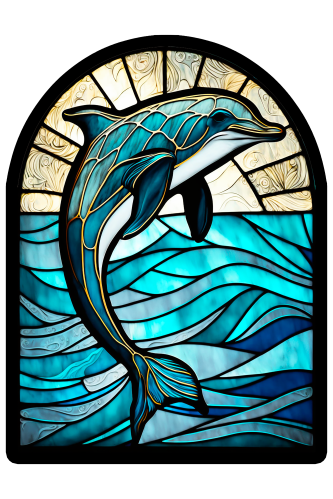 (s150-13-1E)  Stained Glass Dolphin