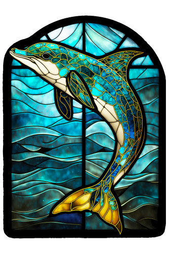 (s150-13-1F)  Stained Glass Dolphin