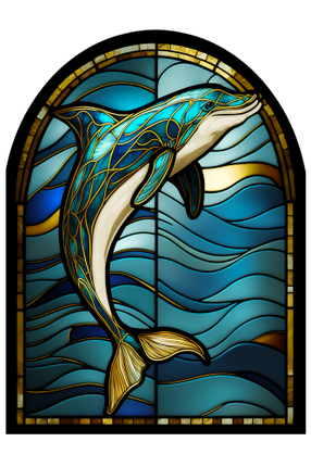 (s150-13-1G)  Stained Glass Dolphin