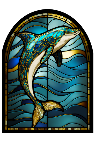 (s150-13-1G)  Stained Glass Dolphin