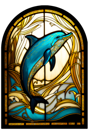 (s150-13-1I)  Stained Glass Dolphin