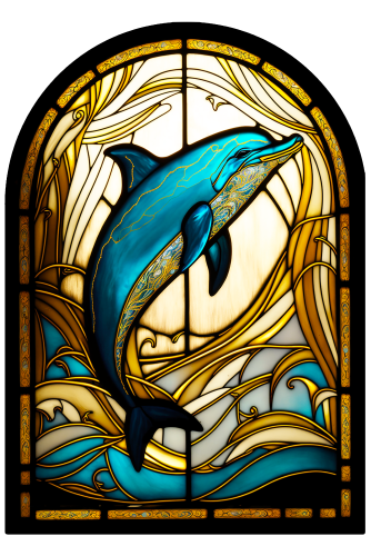 (s150-13-1I)  Stained Glass Dolphin