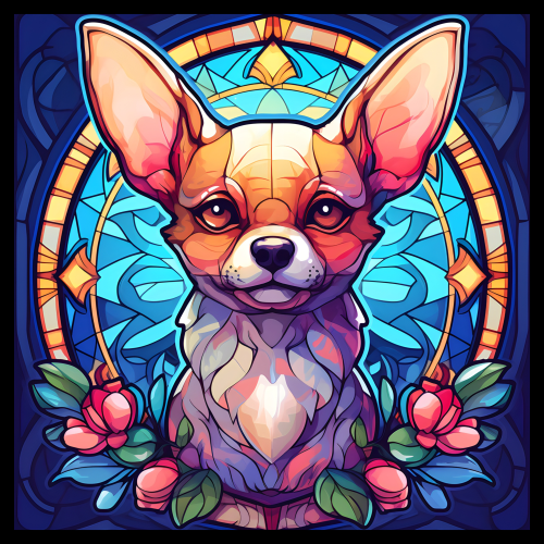 (s150-14-2C) Stained Glass Dog Chihuahua