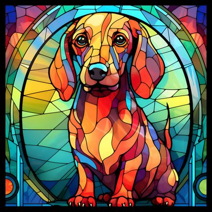 (s150-14-2H) Stained Glass Dog Dachshund