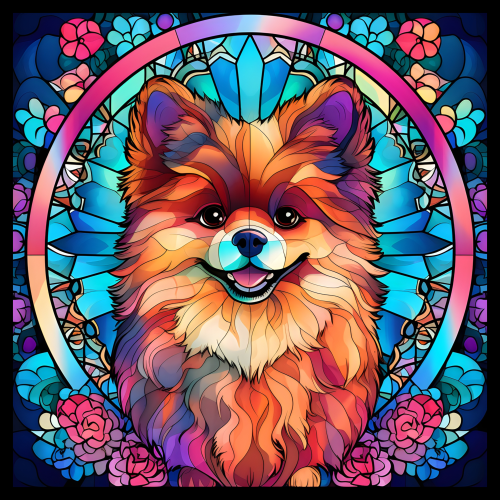 (s150-14-2Q) Stained Glass Dog Chihuahua
