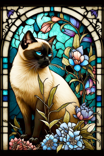 (s150-15-1A)  Stained Glass Cat
