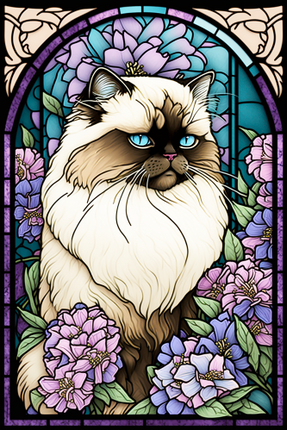 (s150-15-2A)  Stained Glass Cat