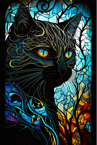 (s150-15-3A)  Stained Glass Cat