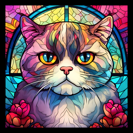 (s150-15-5A)  Stained Glass Cat
