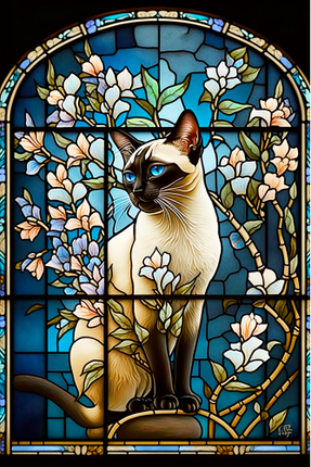 (s150-15-1B)  Stained Glass Cat