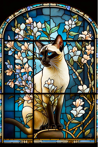 (s150-15-1B)  Stained Glass Cat