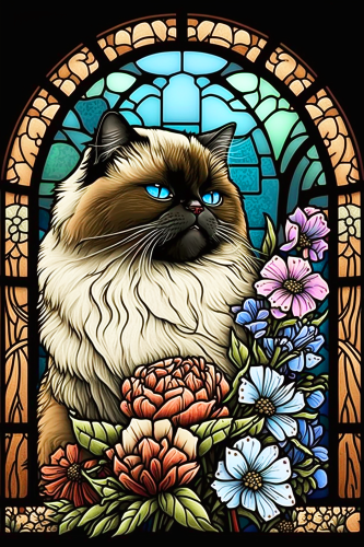 (s150-15-2B)  Stained Glass Cat